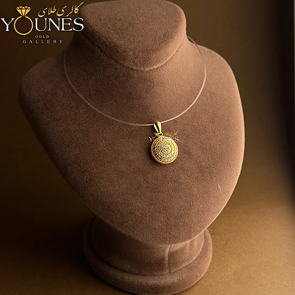 آویز طلا دایره تراش دار دورنگ